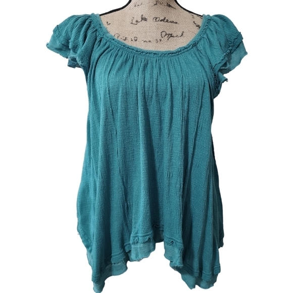 Free People Tunic Raw Edge Sharkbite Hem Oversized Top - XS - Picture 2 of 8